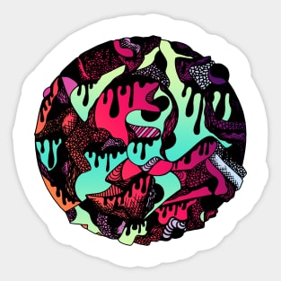 Blue Red Blend Circle of Drip Sticker